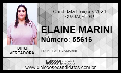 Candidato ELAINE MARINI 2024 - GUARAÇAÍ - Eleições