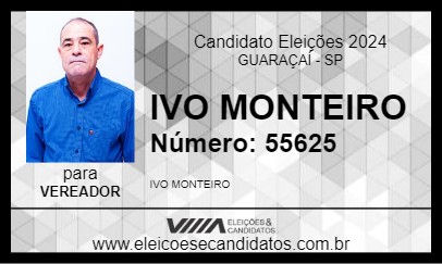 Candidato IVO MONTEIRO 2024 - GUARAÇAÍ - Eleições