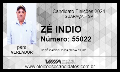 Candidato ZÉ INDIO 2024 - GUARAÇAÍ - Eleições