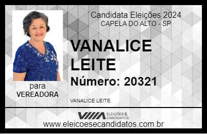 Candidato VANALICE LEITE 2024 - CAPELA DO ALTO - Eleições