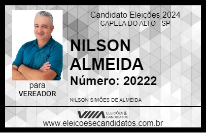 Candidato NILSON ALMEIDA 2024 - CAPELA DO ALTO - Eleições