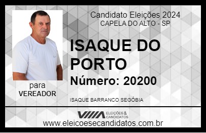 Candidato ISAQUE DO PORTO 2024 - CAPELA DO ALTO - Eleições