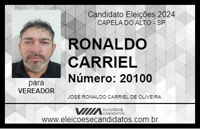 Candidato RONALDO CARRIEL 2024 - CAPELA DO ALTO - Eleições