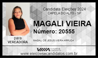 Candidato MAGALI VIEIRA 2024 - CAPELA DO ALTO - Eleições