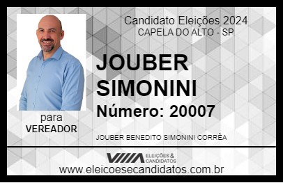 Candidato JOUBER SIMONINI 2024 - CAPELA DO ALTO - Eleições