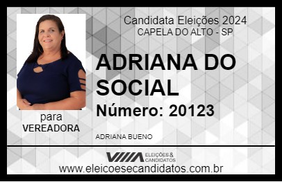 Candidato ADRIANA ASSISTENTE SOCIAL 2024 - CAPELA DO ALTO - Eleições