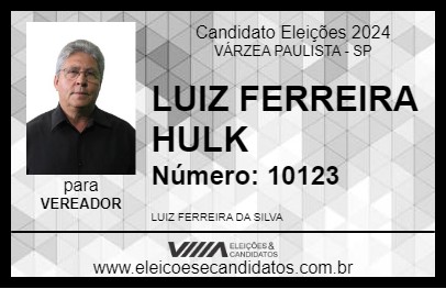 Candidato LUIZ FERREIRA HULK 2024 - VÁRZEA PAULISTA - Eleições