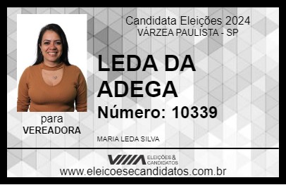 Candidato LEDA DA ADEGA 2024 - VÁRZEA PAULISTA - Eleições