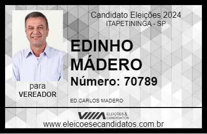 Candidato EDINHO MÁDERO 2024 - ITAPETININGA - Eleições