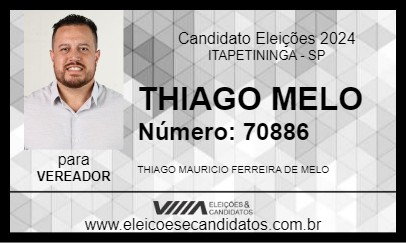 Candidato THIAGO MELO 2024 - ITAPETININGA - Eleições