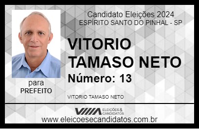 Candidato VITORIO TAMASO NETO 2024 - ESPÍRITO SANTO DO PINHAL - Eleições