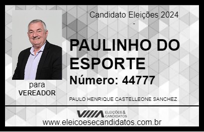 Candidato PAULINHO DO ESPORTE 2024 - PENÁPOLIS - Eleições