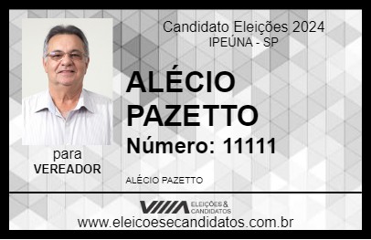 Candidato ALÉCIO PAZETTO 2024 - IPEÚNA - Eleições