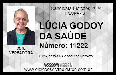 Candidato LÚCIA GODOY DA SAÚDE 2024 - IPEÚNA - Eleições