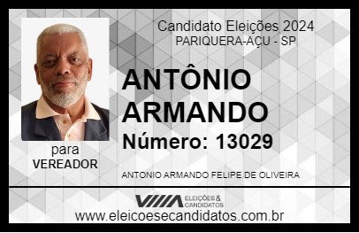 Candidato ANTÔNIO ARMANDO 2024 - PARIQUERA-AÇU - Eleições