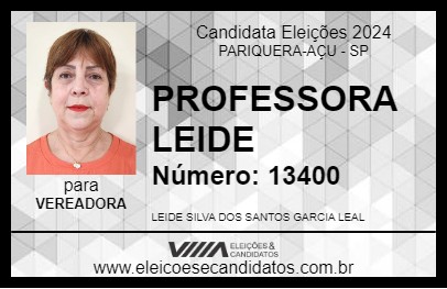 Candidato PROFESSORA LEIDE 2024 - PARIQUERA-AÇU - Eleições