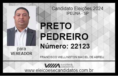 Candidato PRETO PEDREIRO 2024 - IPEÚNA - Eleições