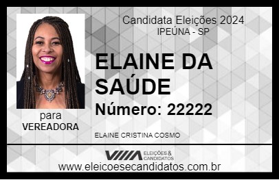 Candidato ELAINE DA SAÚDE 2024 - IPEÚNA - Eleições