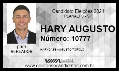 Candidato HARY AUGUSTO 2024 - PLANALTO - Eleições