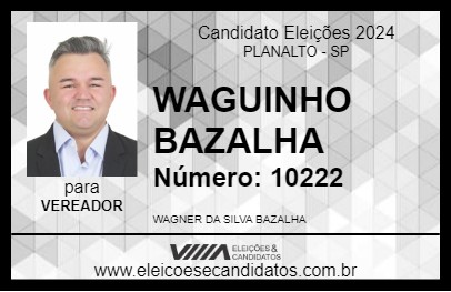 Candidato WAGUINHO BAZALHA 2024 - PLANALTO - Eleições