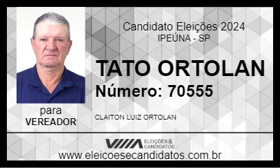 Candidato TATO ORTOLAN 2024 - IPEÚNA - Eleições