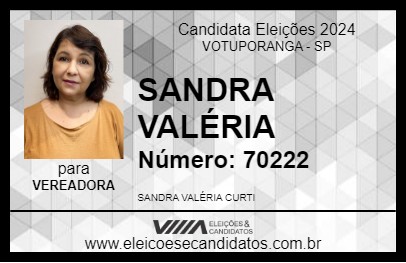 Candidato SANDRA VALÉRIA 2024 - VOTUPORANGA - Eleições