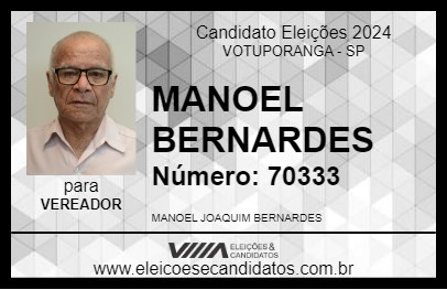 Candidato MANOEL BERNARDES 2024 - VOTUPORANGA - Eleições