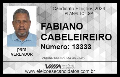 Candidato FABIANO CABELEIREIRO 2024 - PLANALTO - Eleições