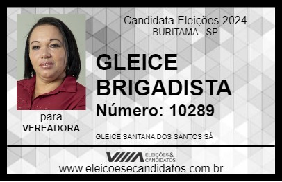 Candidato GLEICE BRIGADISTA 2024 - BURITAMA - Eleições