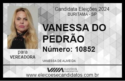 Candidato VANESSA DO PEDRÃO 2024 - BURITAMA - Eleições