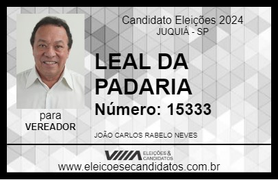 Candidato LEAL DA PADARIA 2024 - JUQUIÁ - Eleições