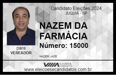 Candidato NAZEM DA FARMÁCIA 2024 - JUQUIÁ - Eleições