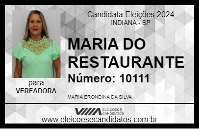 Candidato MARIA DO RESTAURANTE 2024 - INDIANA - Eleições