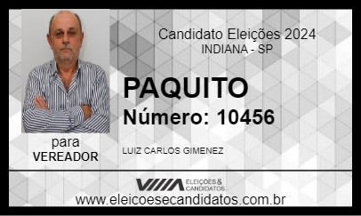 Candidato PAQUITO 2024 - INDIANA - Eleições