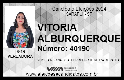 Candidato VITORIA ALBURQUERQUE 2024 - SARAPUÍ - Eleições