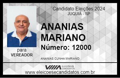 Candidato ANANIAS MARIANO 2024 - JUQUIÁ - Eleições