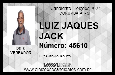 Candidato LUIZ JAQUES JACK 2024 - CORUMBATAÍ - Eleições