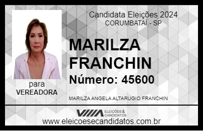 Candidato MARILZA FRANCHIN 2024 - CORUMBATAÍ - Eleições