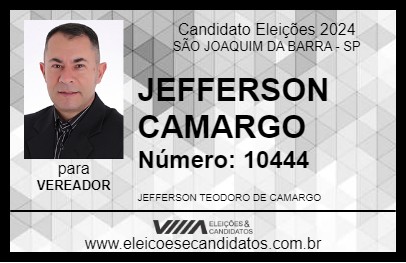 Candidato JEFFERSON CAMARGO 2024 - SÃO JOAQUIM DA BARRA - Eleições