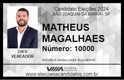 Candidato MATHEUS MAGALHAES 2024 - SÃO JOAQUIM DA BARRA - Eleições