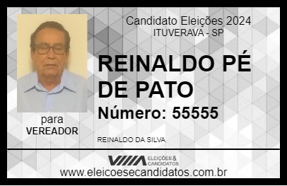 Candidato REINALDO PÉ DE PATO 2024 - ITUVERAVA - Eleições