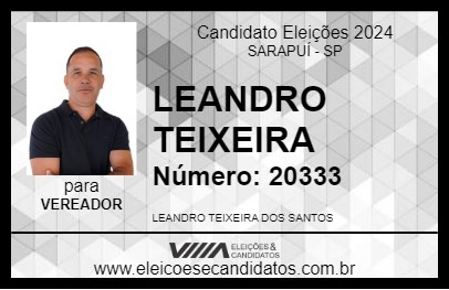 Candidato LEANDRO TEIXEIRA 2024 - SARAPUÍ - Eleições