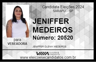 Candidato JENIFFER MEDEIROS 2024 - SARAPUÍ - Eleições