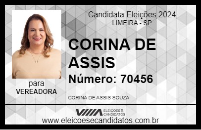 Candidato CORINA DE ASSIS 2024 - LIMEIRA - Eleições