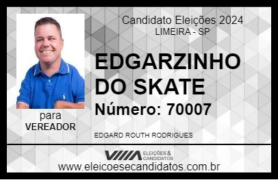 Candidato EDGARZINHO DO SKATE 2024 - LIMEIRA - Eleições