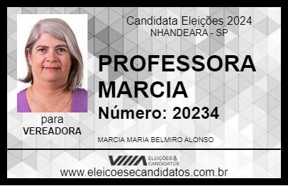 Candidato PROFESSORA MARCIA 2024 - NHANDEARA - Eleições