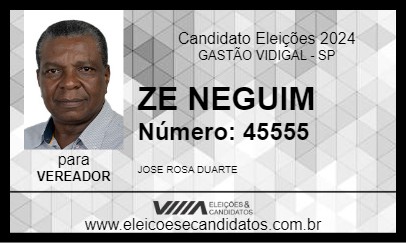 Candidato ZE NEGUIM 2024 - GASTÃO VIDIGAL - Eleições