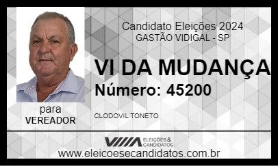 Candidato VI DA MUDANÇA 2024 - GASTÃO VIDIGAL - Eleições