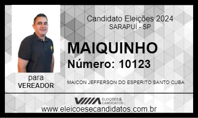 Candidato MAIQUINHO 2024 - SARAPUÍ - Eleições