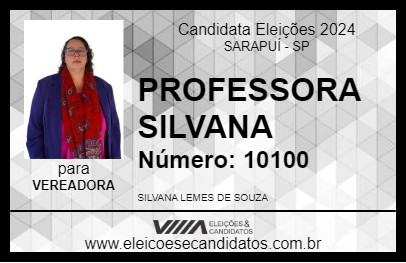 Candidato PROFESSORA SILVANA 2024 - SARAPUÍ - Eleições